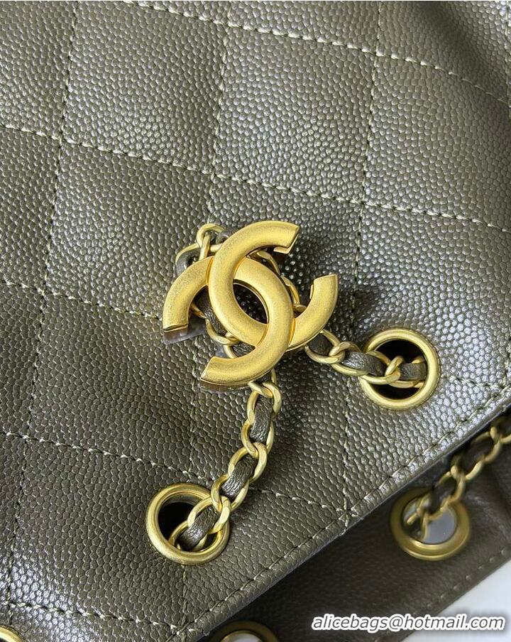Well Crafted Chanel 25 Mini Handbag Grained Calfskin & Gold-Tone Metal AS5631 Dark Olive 2026