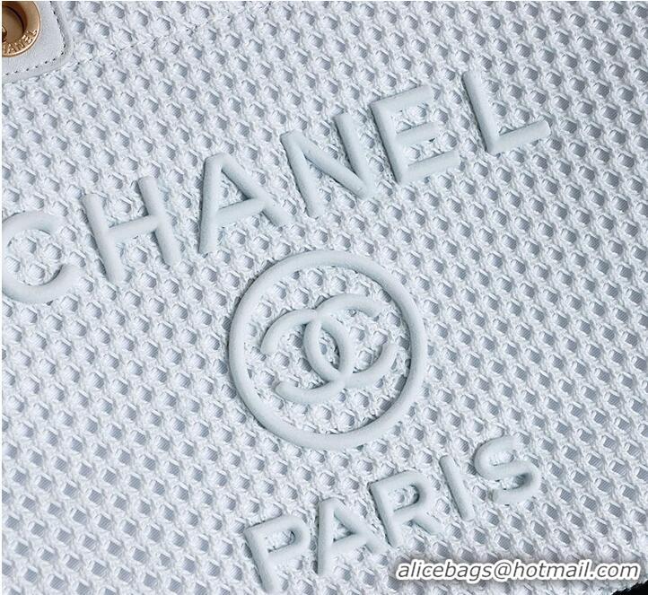 Luxury Cheap Chanel Large Shopping Bag Braided Straw With Suede Calfskin & Gold-Tone Metal A66941 White