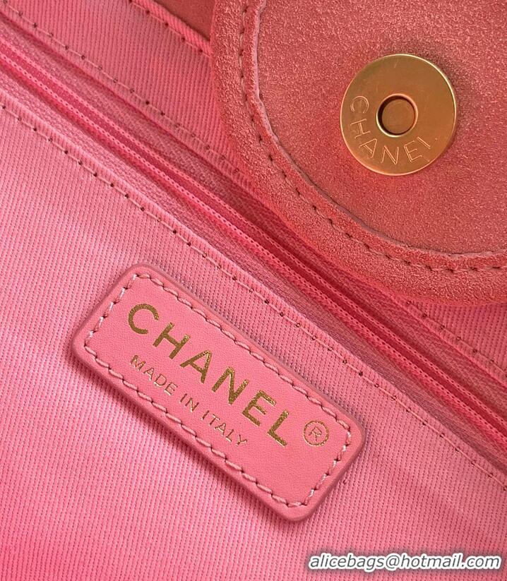 Discount Chanel Large Shopping Bag Braided Straw With Suede Calfskin & Gold-Tone Metal A66941 Beige/Pink 2026