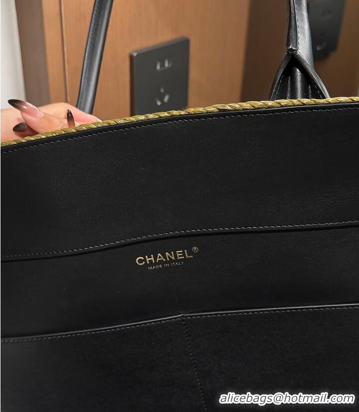 Most Popular Chanel Coco Beach Maxi Shopping Bag Braided raffia & calfskin A66942 Khaki/White/Brown 2026