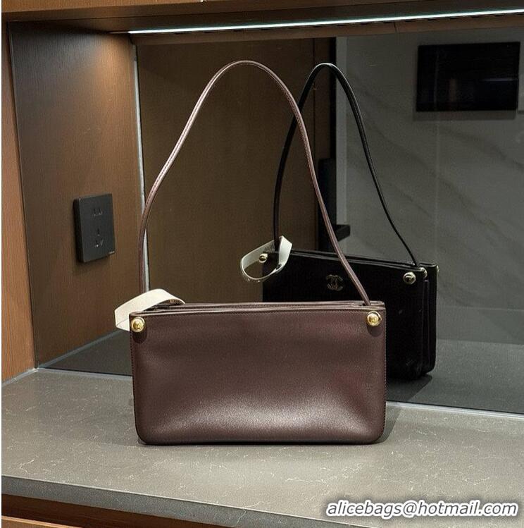 Luxury Cheap Chanel 26SS Mini Hobo Bag Smooth Calfskin & Gold-Tone Metal A66943 Brown