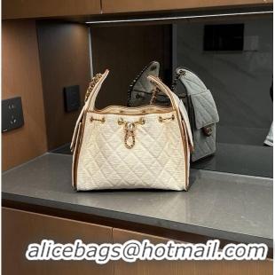 Best Price Chanel 25 Small Handbag Canvas With Calfskin & Gold-Tone Metal AS5634 Ecru/Camel