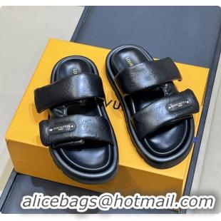Popular Style Louis Vuitton Pool Pillow Comfort Mule Slides Sandals Black Monogram Leather 6062003