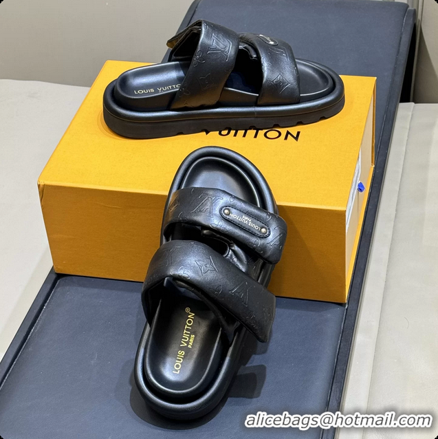Popular Style Louis Vuitton Pool Pillow Comfort Mule Slides Sandals Black Monogram Leather 6062003