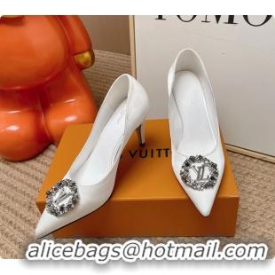 Most Popular Louis Vuitton LV Met Pumps White Satin 70MM 6062101