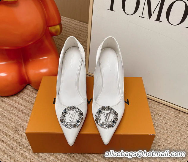 Most Popular Louis Vuitton LV Met Pumps White Satin 70MM 6062101
