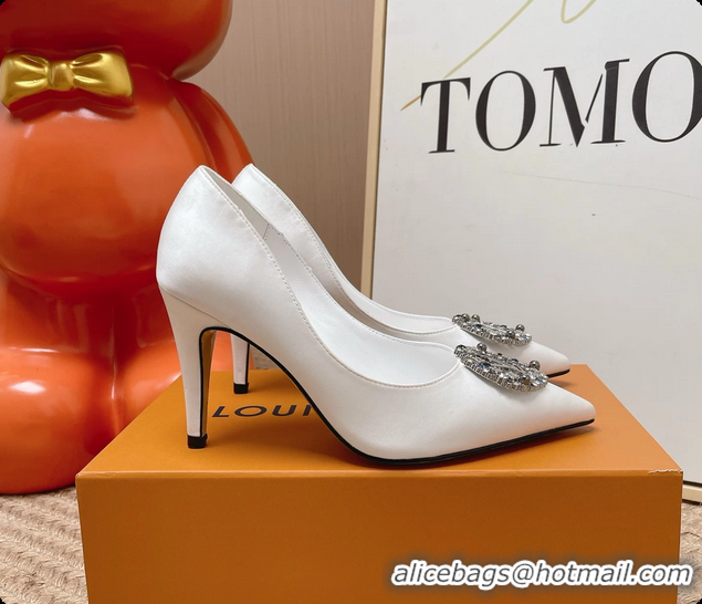 Most Popular Louis Vuitton LV Met Pumps White Satin 70MM 6062101