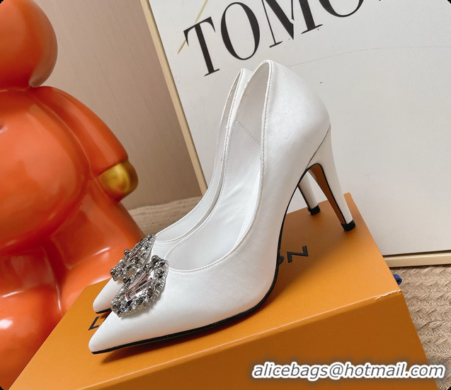 Most Popular Louis Vuitton LV Met Pumps White Satin 70MM 6062101
