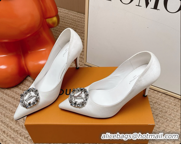 Most Popular Louis Vuitton LV Met Pumps White Satin 70MM 6062101