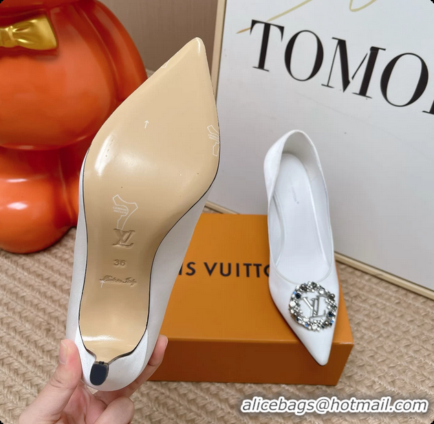 Most Popular Louis Vuitton LV Met Pumps White Satin 70MM 6062101