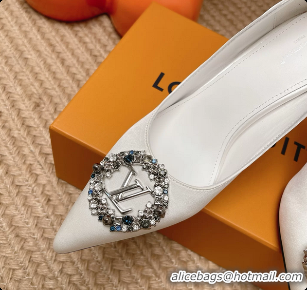 Most Popular Louis Vuitton LV Met Pumps White Satin 70MM 6062101
