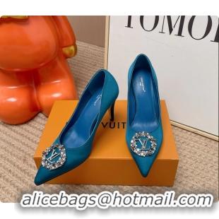 Unique Style Louis Vuitton LV Met Pumps Navy Blue Satin 70MM 6062101