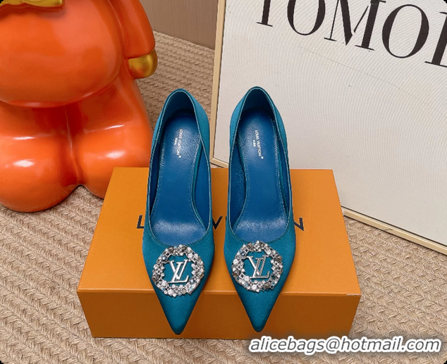 Unique Style Louis Vuitton LV Met Pumps Navy Blue Satin 70MM 6062101
