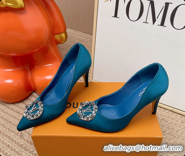 Unique Style Louis Vuitton LV Met Pumps Navy Blue Satin 70MM 6062101