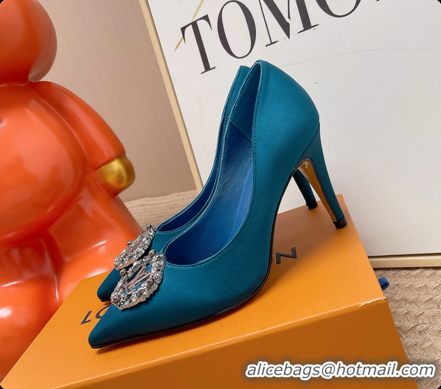 Unique Style Louis Vuitton LV Met Pumps Navy Blue Satin 70MM 6062101