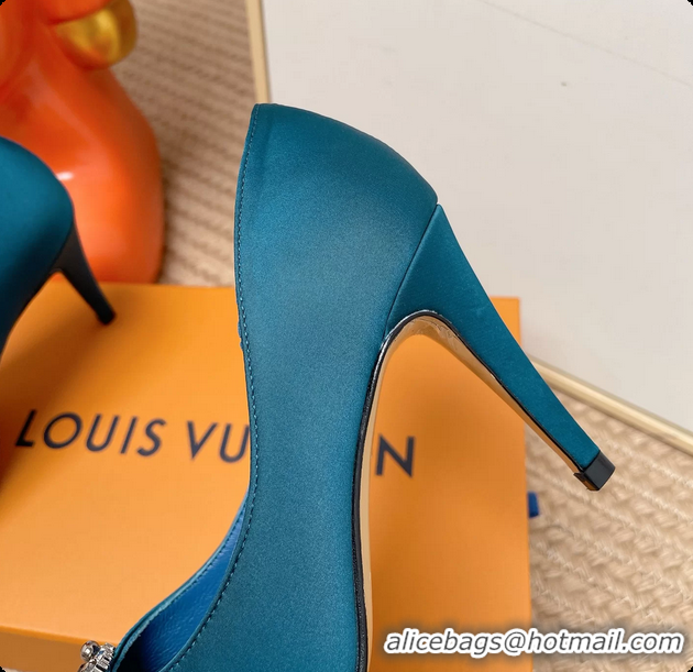 Unique Style Louis Vuitton LV Met Pumps Navy Blue Satin 70MM 6062101