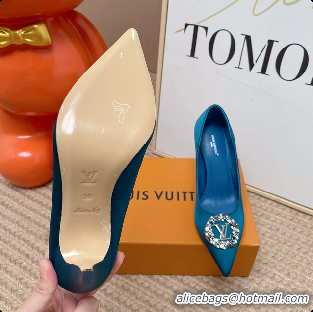 Unique Style Louis Vuitton LV Met Pumps Navy Blue Satin 70MM 6062101