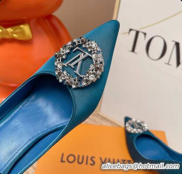 Unique Style Louis Vuitton LV Met Pumps Navy Blue Satin 70MM 6062101