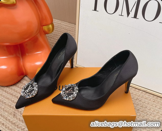 Pretty Style Louis Vuitton LV Met Pumps Black Satin 70MM 6062101