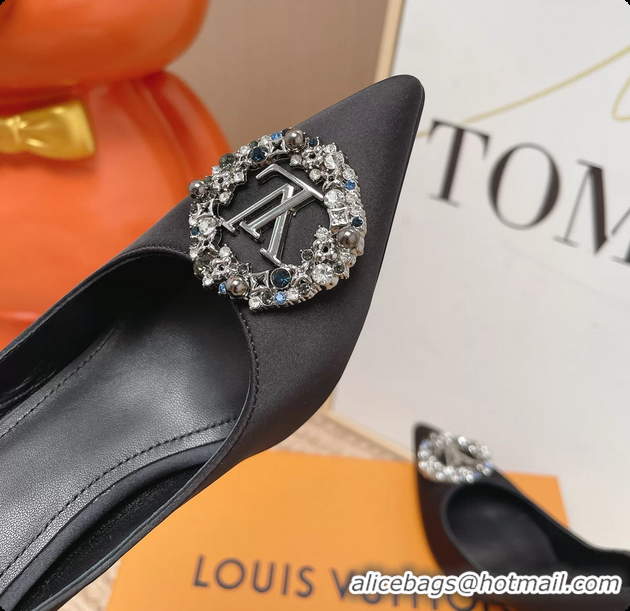 Pretty Style Louis Vuitton LV Met Pumps Black Satin 70MM 6062101