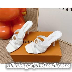 Good Quality Louis Vuitton LV Isola Mule Heeled Slides Sandals White Calf Leather 6062102
