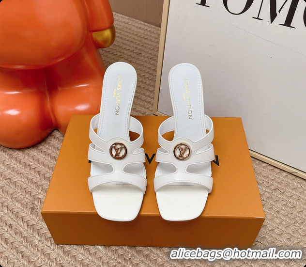 Good Quality Louis Vuitton LV Isola Mule Heeled Slides Sandals White Calf Leather 6062102