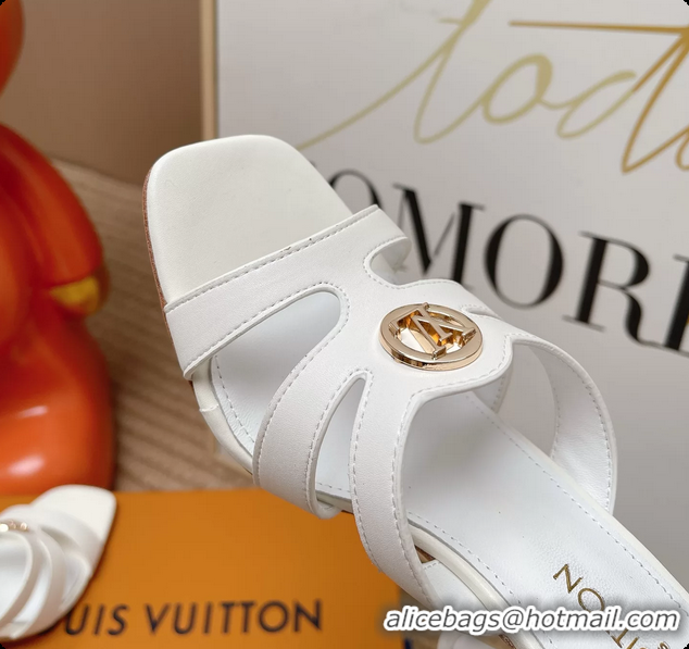 Good Quality Louis Vuitton LV Isola Mule Heeled Slides Sandals White Calf Leather 6062102