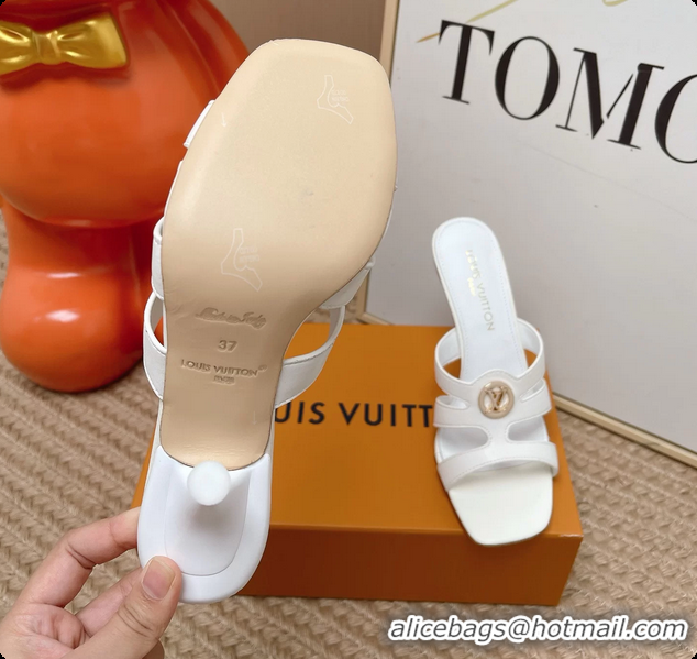 Good Quality Louis Vuitton LV Isola Mule Heeled Slides Sandals White Calf Leather 6062102