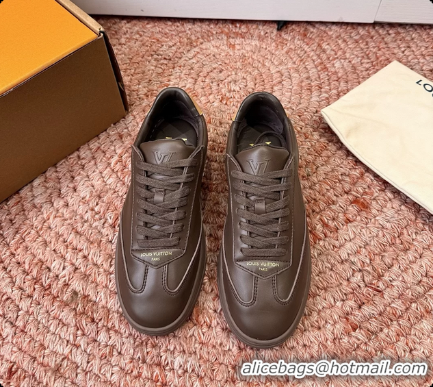 Best Grade Louis Vuitton LV Flash Sneakers Dark Brown Plain Calf Leather 6062103