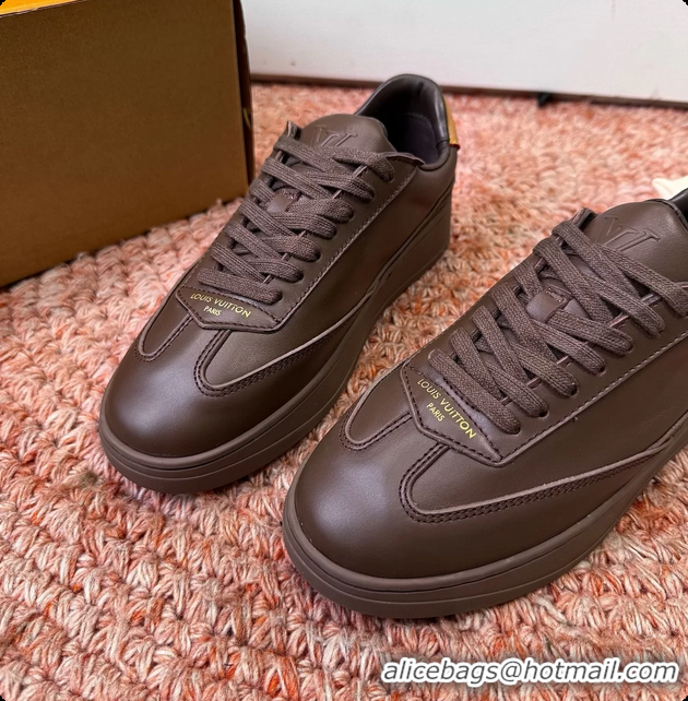 Best Grade Louis Vuitton LV Flash Sneakers Dark Brown Plain Calf Leather 6062103