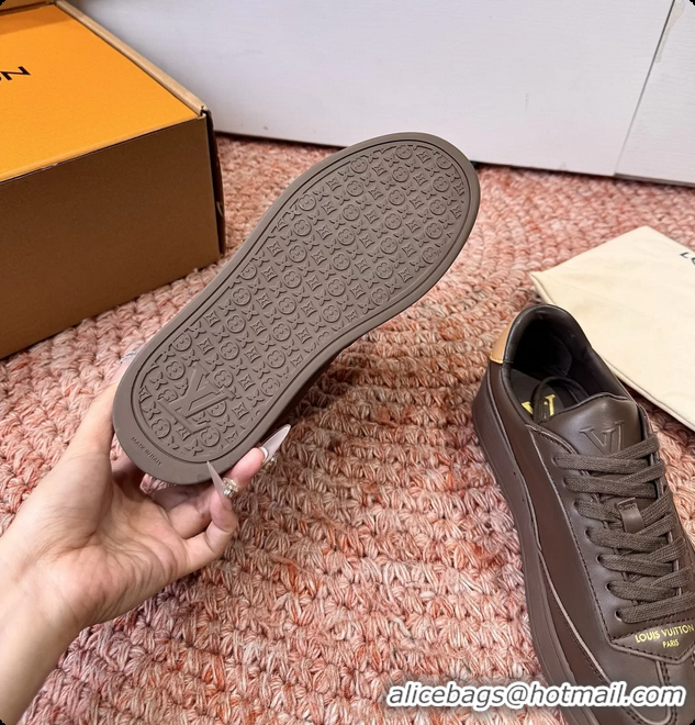 Best Grade Louis Vuitton LV Flash Sneakers Dark Brown Plain Calf Leather 6062103