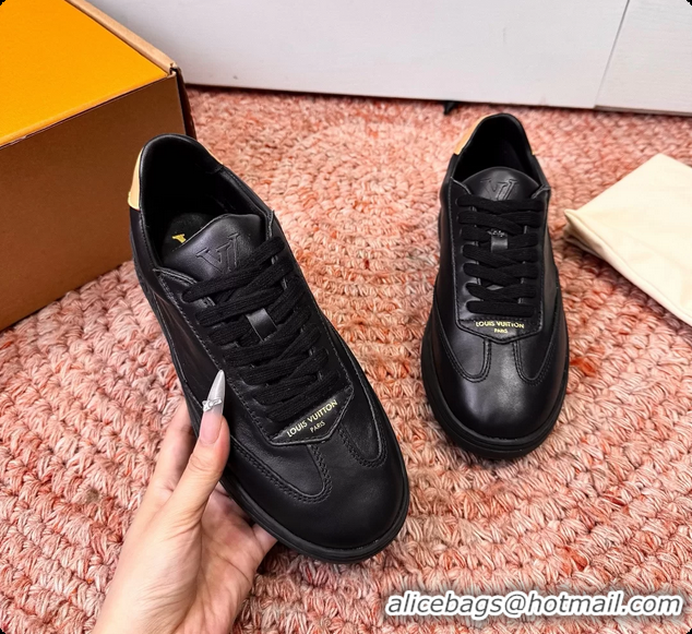 Best Price Louis Vuitton LV Flash Sneakers Black Plain Calf Leather 6062103