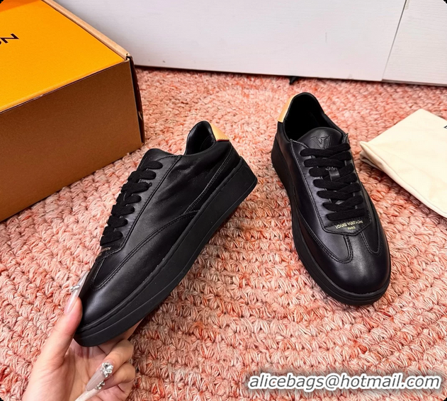 Best Price Louis Vuitton LV Flash Sneakers Black Plain Calf Leather 6062103