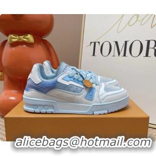 Top Grade Louis Vuitton LV Trainer Sneakers White Light Blue 6062104