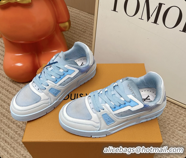 Top Grade Louis Vuitton LV Trainer Sneakers White Light Blue 6062104