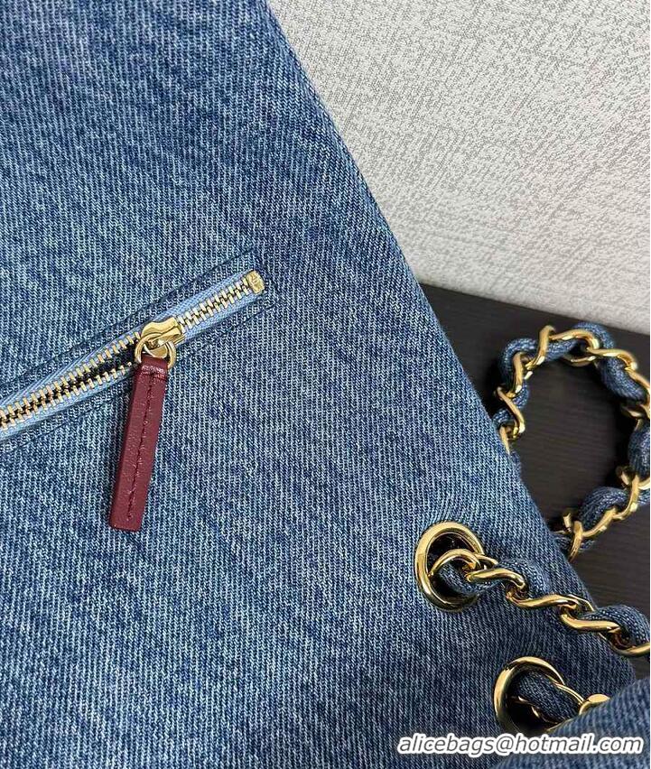 Luxury Discount Chanel Maxi Flap Bag Denim & Gold Metal AS6290 Blue 2026