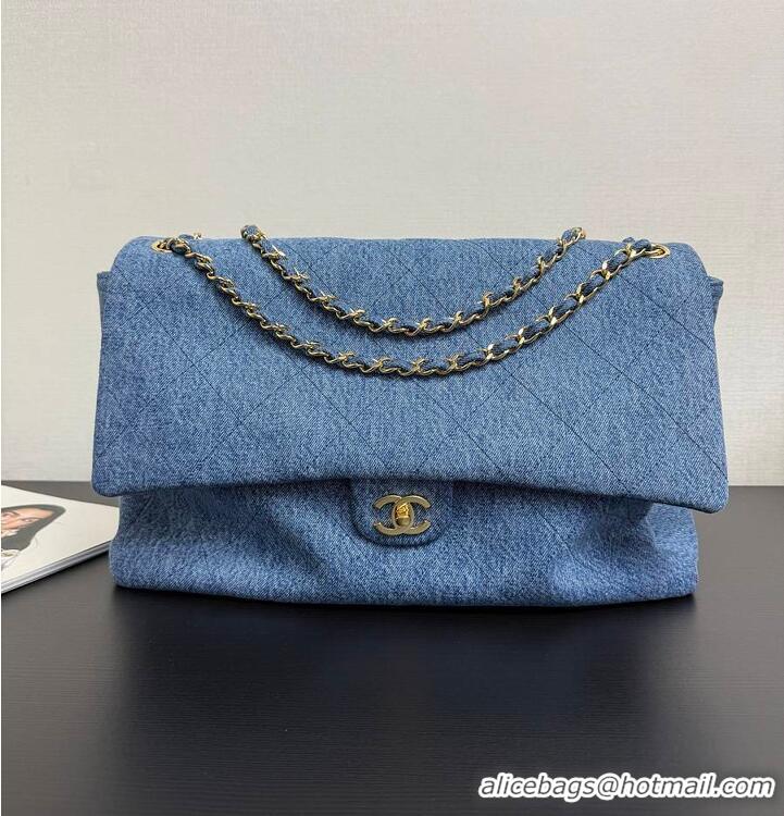 Luxury Discount Chanel Maxi Flap Bag Denim & Gold Metal AS6290 Blue 2026