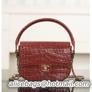 Super Quality Chanel Clutch Crocodile Embossed Calfskin & Gold-Tone Metal AS6425 Burgundy 2026