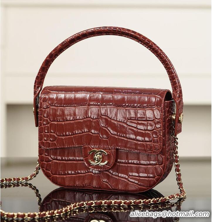 Super Quality Chanel Clutch Crocodile Embossed Calfskin & Gold-Tone Metal AS6425 Burgundy 2026