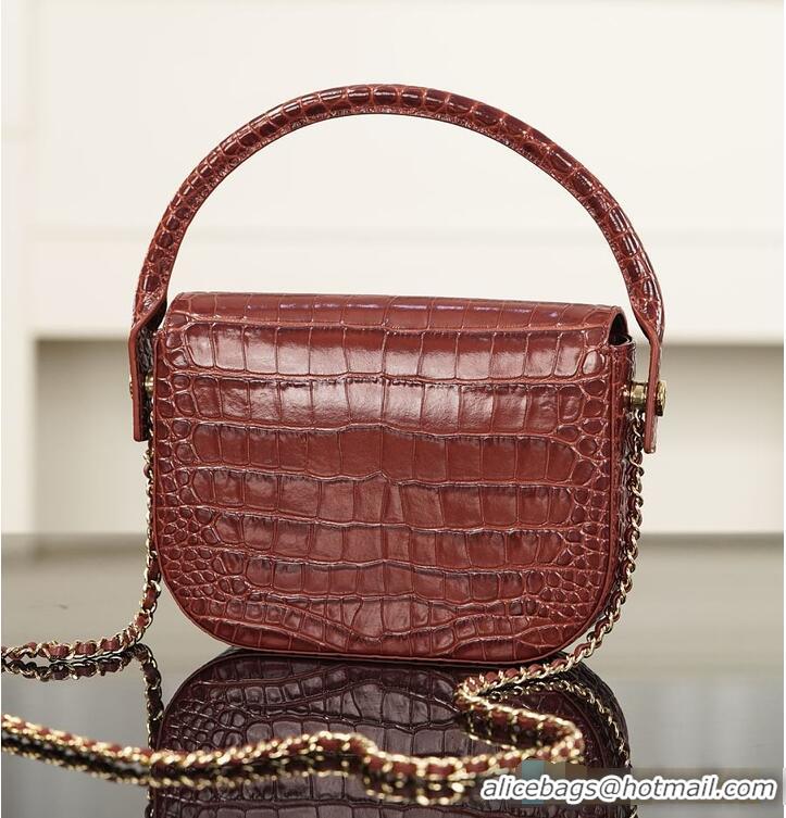 Super Quality Chanel Clutch Crocodile Embossed Calfskin & Gold-Tone Metal AS6425 Burgundy 2026