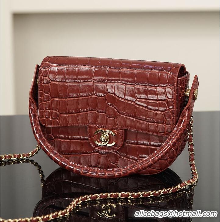 Super Quality Chanel Clutch Crocodile Embossed Calfskin & Gold-Tone Metal AS6425 Burgundy 2026
