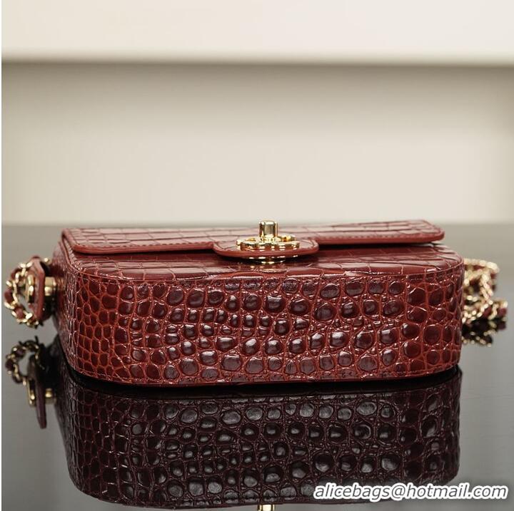 Super Quality Chanel Clutch Crocodile Embossed Calfskin & Gold-Tone Metal AS6425 Burgundy 2026
