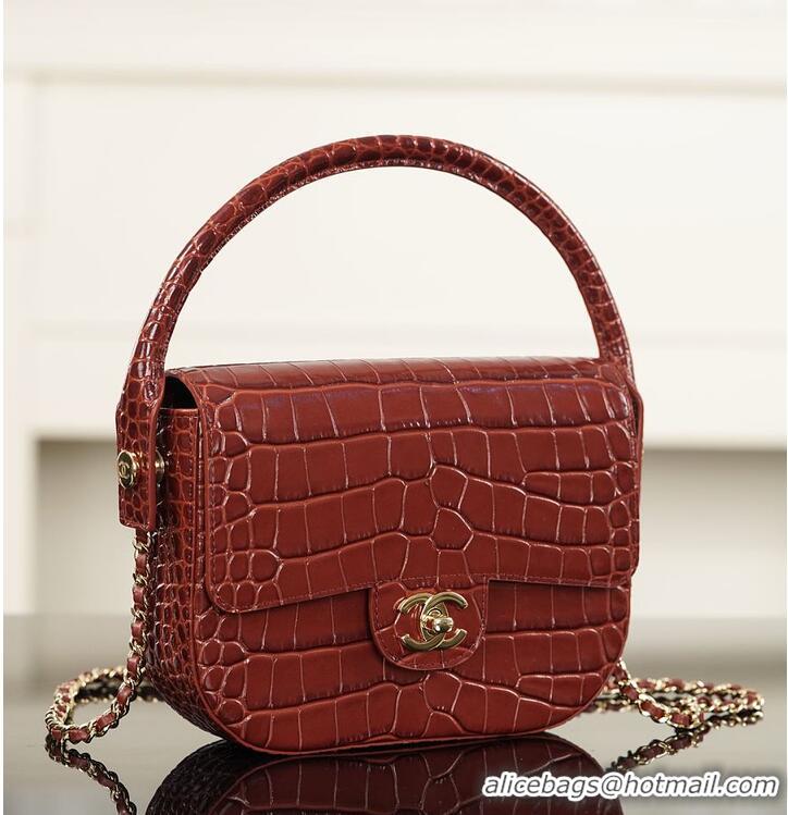 Super Quality Chanel Clutch Crocodile Embossed Calfskin & Gold-Tone Metal AS6425 Burgundy 2026