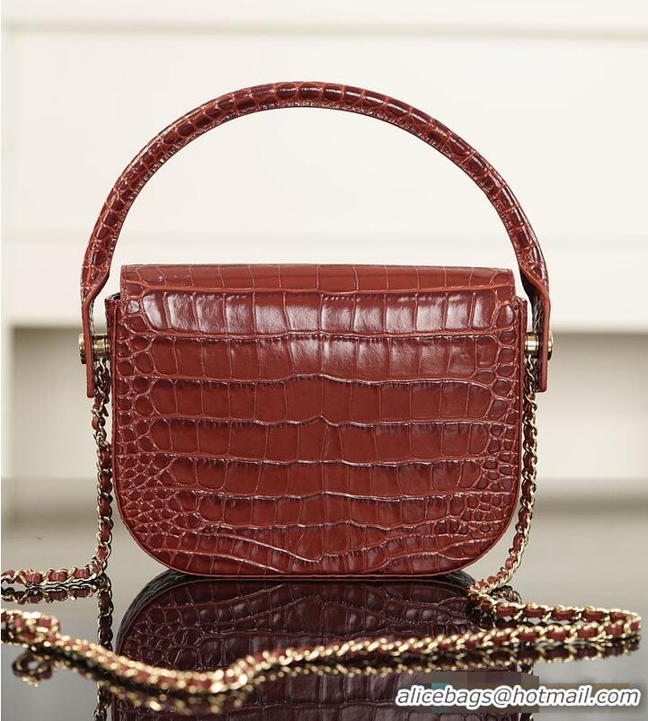 Super Quality Chanel Clutch Crocodile Embossed Calfskin & Gold-Tone Metal AS6425 Burgundy 2026