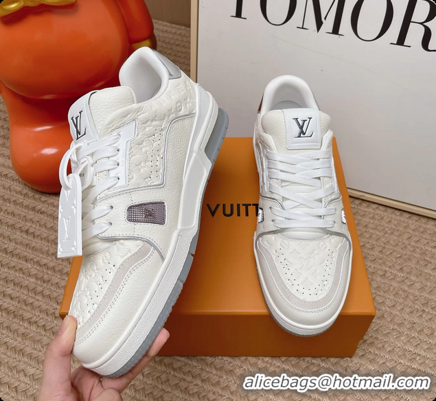 Best Product Louis Vuitton LV Trainer Sneakers White Monogram Calfskin Leather 6062104