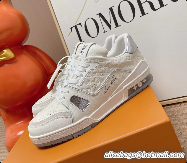 Best Product Louis Vuitton LV Trainer Sneakers White Monogram Calfskin Leather 6062104