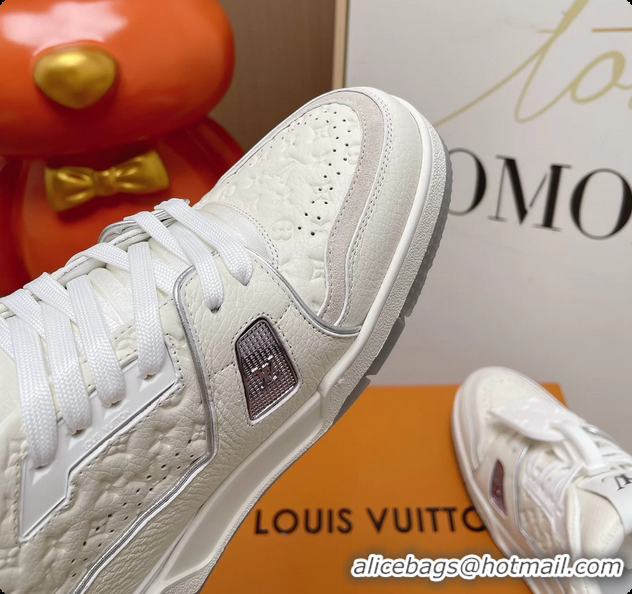 Best Product Louis Vuitton LV Trainer Sneakers White Monogram Calfskin Leather 6062104