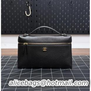 Most Popular Chanel Large Vanity with chain Grained Calfskin & Gold-Tone Metal AS6278 Black