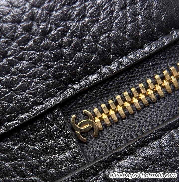 Most Popular Chanel Large Vanity with chain Grained Calfskin & Gold-Tone Metal AS6278 Black