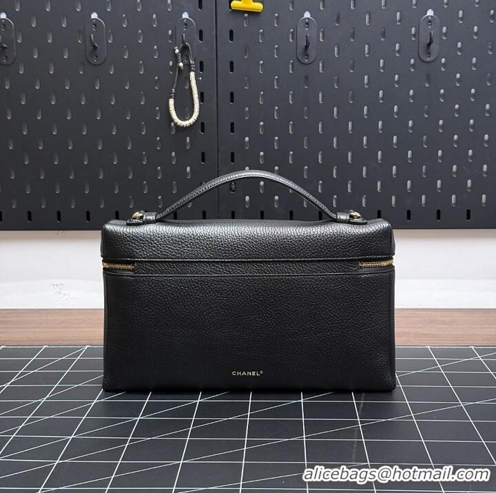 Most Popular Chanel Large Vanity with chain Grained Calfskin & Gold-Tone Metal AS6278 Black